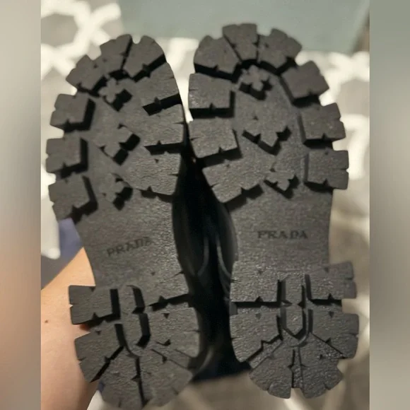 Prada Women's Black Combat Boots Monolith - Picture 7 of 12